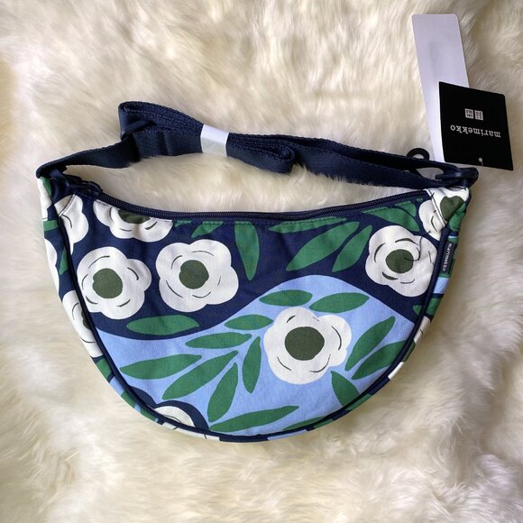 NWT Uniqlo x Marimekko Round Mini Shoulder Bag -  Blue Floral - Picture 1 of 4